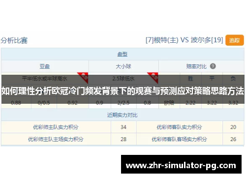 如何理性分析欧冠冷门频发背景下的观赛与预测应对策略思路方法
